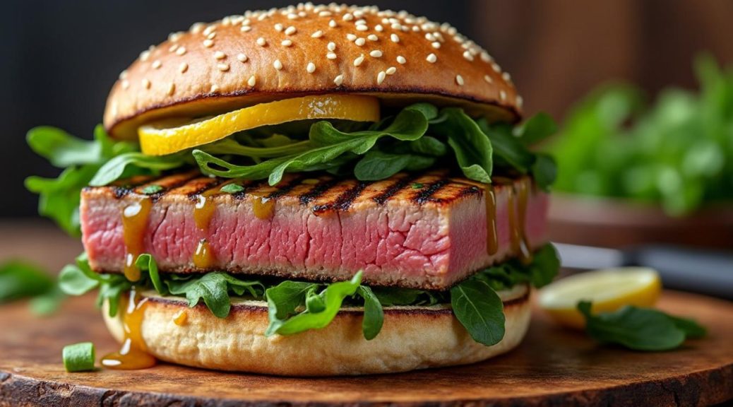 découvrez notre recette originale et saine de burger au steak de thon, alliant saveurs marines et cuisine équilibrée pour un repas gourmand et léger.