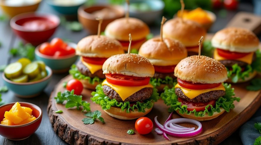 découvrez notre recette simple et rapide de mini burgers festifs, parfaits pour un apéro dinatoire convivial et gourmand. idéal pour régaler vos invités avec des bouchées savoureuses et faciles à manger.