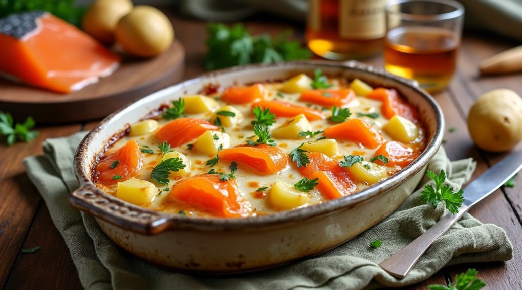 découvrez la tartiflette irlandaise, une délicieuse variante alliant saumon fumé et whisky pour une saveur unique et originale.